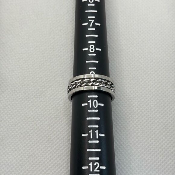 NWOT Size 9 Stainless Steel fidget spinner band with chain - Picture 4 of 4